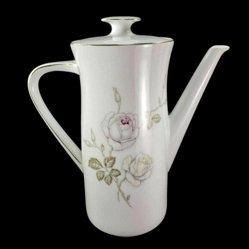 Johann Haviland Sweetheart Rose Coffee Pot‎ Bavaria Germany Pink Yellow Floral